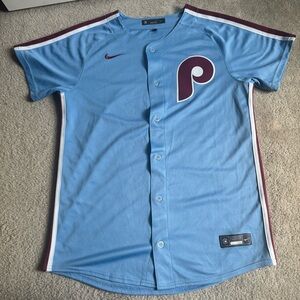 Philadelphia Phillies Powder Blue MLB Throwback Alternate Baseball Jersey
